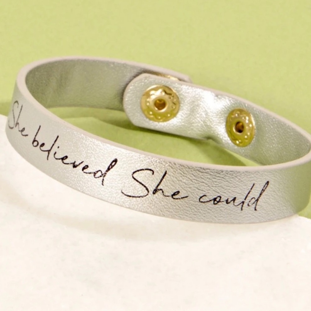 She believed She could Leather Cuff Bracelet - Picture 7 of 12